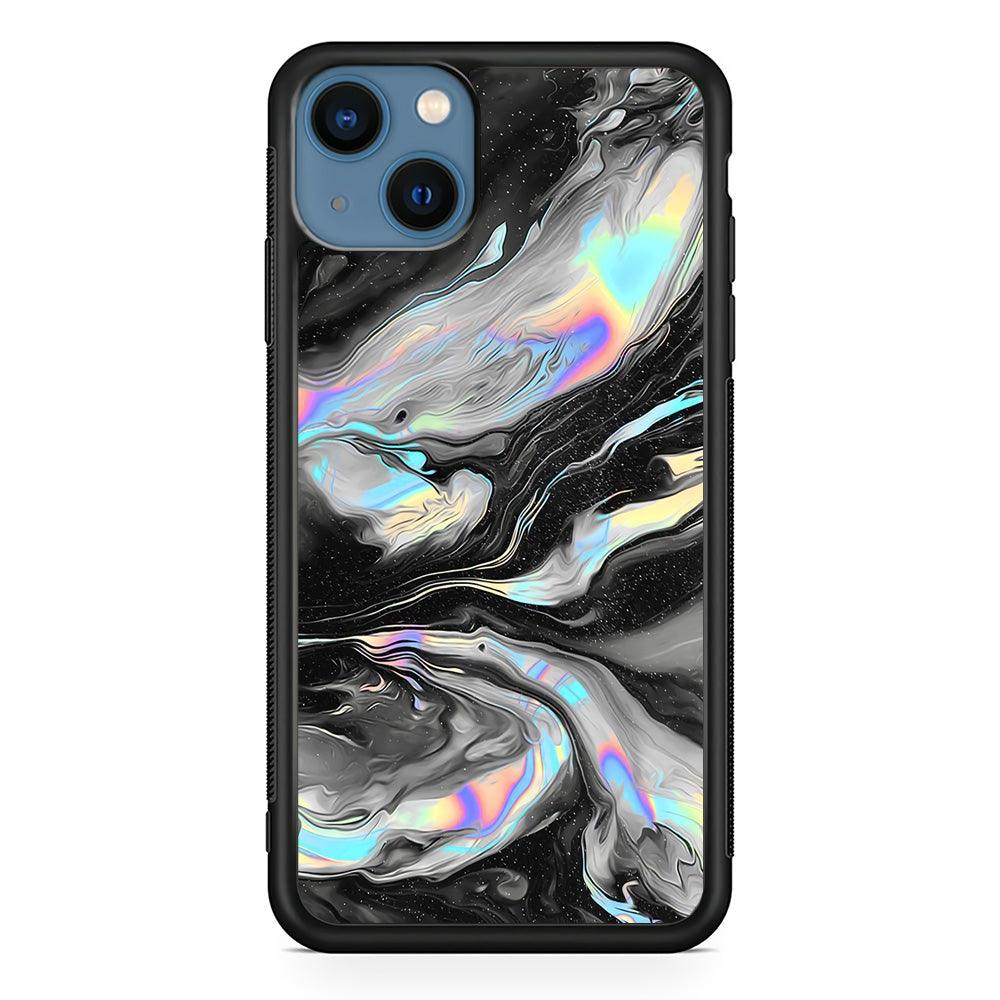 Smoke Iridescent iPhone 15 Case-Rubber White (2D Case)-Oxvistore