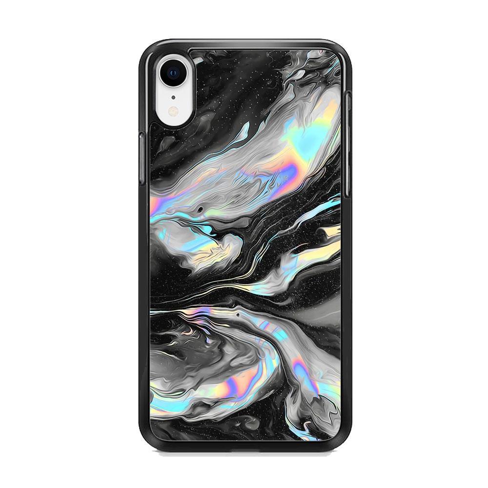 Smoke Iridescent iPhone XR Case-Rubber Black (2D Case)-Oxvistore