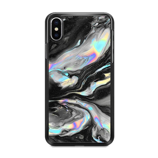 Smoke Iridescent iPhone XS MAX Case-Rubber Black (2D Case)-Oxvistore