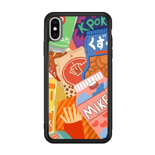 Snack Cartoon Weekly Groceries iPhone X Case-Rubber Black (2D Case)-Oxvistore