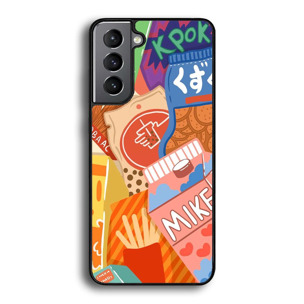 Snack Cartoon Weekly Groceries Samsung Galaxy S21 Plus Case-Rubber Black (2D Case)-Oxvistore