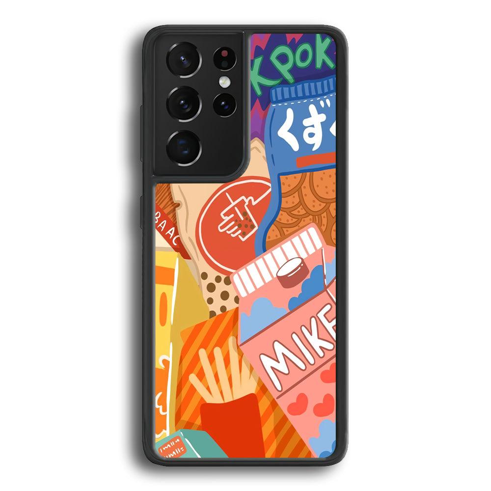 Snack Cartoon Weekly Groceries Samsung Galaxy S23 Ultra Case-Rubber Black (2D Case)-Oxvistore