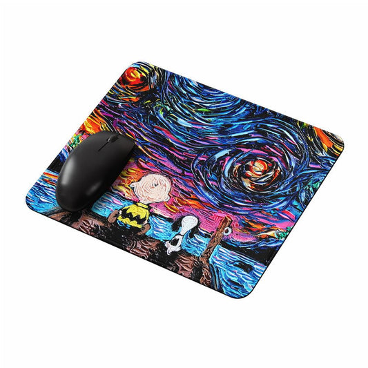 Snoopy Charlie Starry Night Mouse Pads-Oxvistore