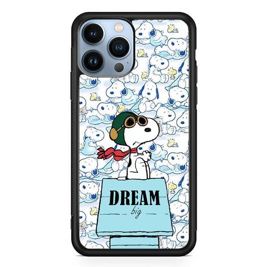 Snoopy Dream Big iPhone 14 Pro Case-Rubber Black (2D Case)-Oxvistore