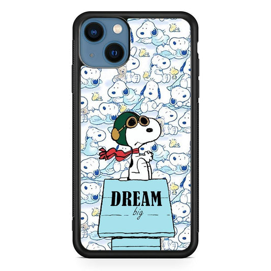 Snoopy Dream Big iPhone 14 Case-Rubber Black (2D Case)-Oxvistore