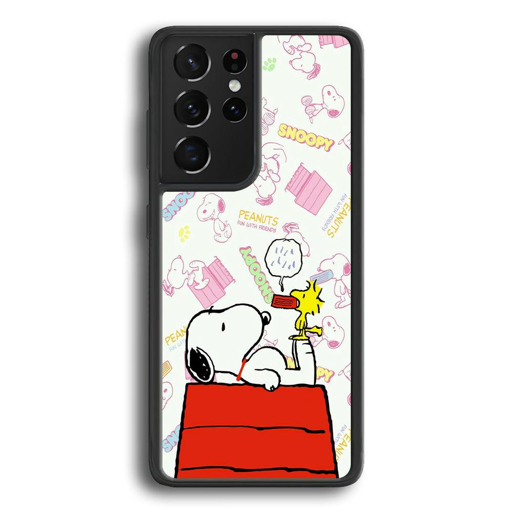 Snoopy Food Please Samsung Galaxy S22 Ultra Case-Rubber Black (2D Case)-Oxvistore
