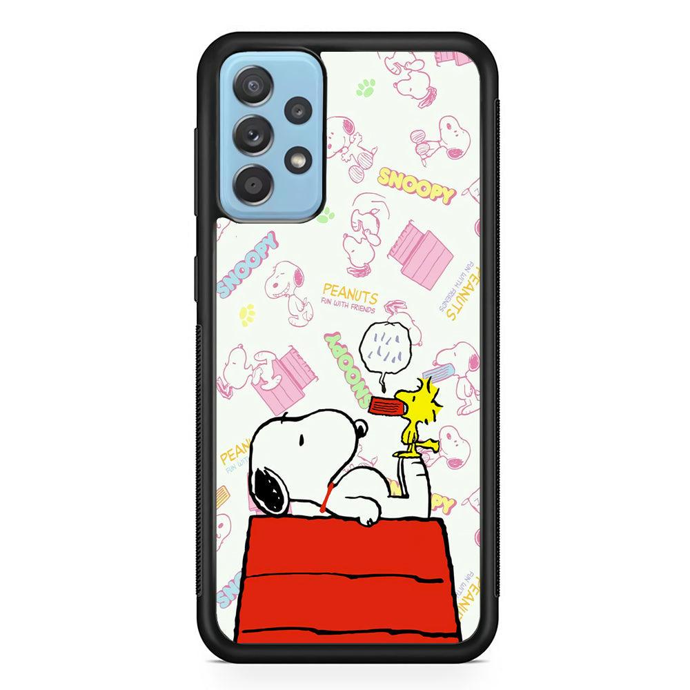 Snoopy Food Please Samsung Galaxy A52 Case-Rubber Black (2D Case)-Oxvistore