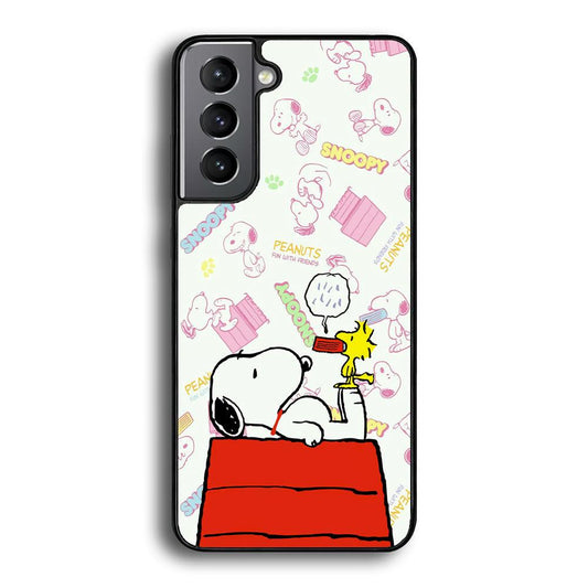 Snoopy Food Please Samsung Galaxy S22 Case-Rubber Black (2D Case)-Oxvistore