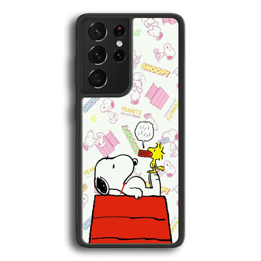 Snoopy Food Please Samsung Galaxy S24 Ultra Case-Rubber Black (2D Case)-Oxvistore