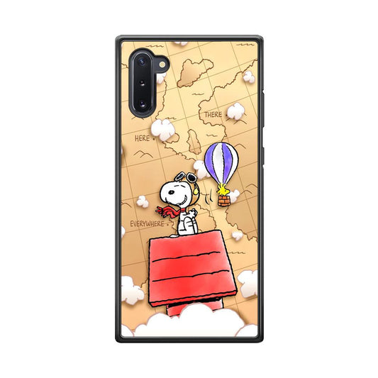 Snoopy Journey Around The World Samsung Galaxy Note 10 Case-Rubber Black (2D Case)-Oxvistore