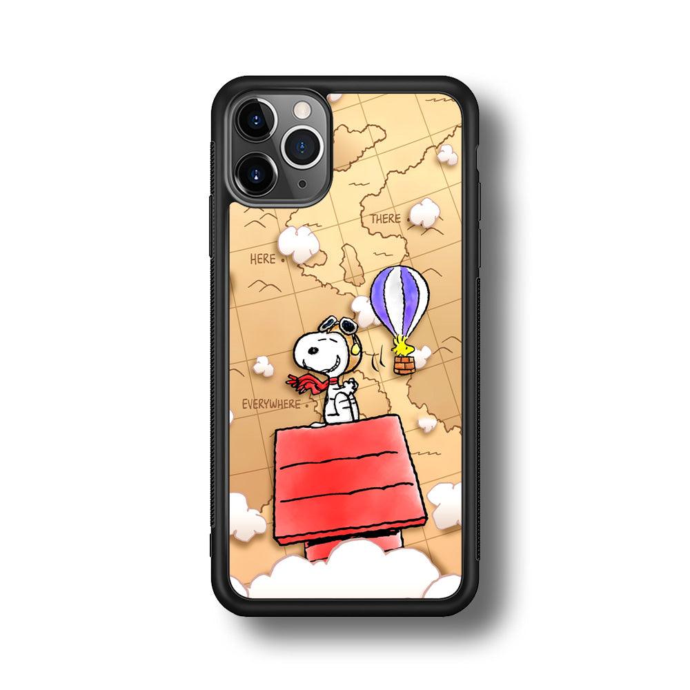 Snoopy Journey Around The World iPhone 11 Pro Case-Rubber Black (2D Case)-Oxvistore