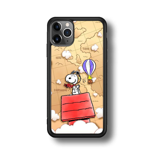 Snoopy Journey Around The World iPhone 11 Pro Case-Rubber Black (2D Case)-Oxvistore