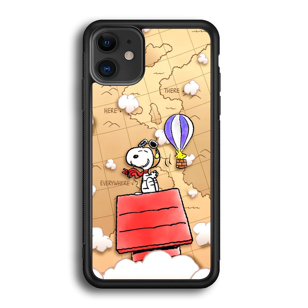 Snoopy Journey Around The World iPhone 11 Case-Rubber Black (2D Case)-Oxvistore
