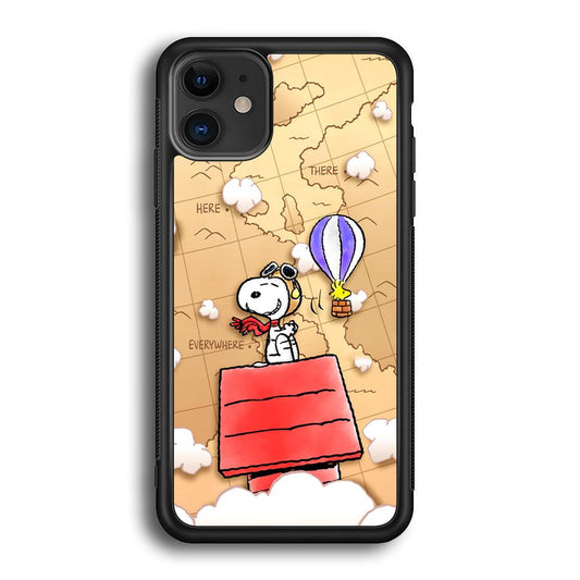 Snoopy Journey Around The World iPhone 11 Case-Rubber Black (2D Case)-Oxvistore
