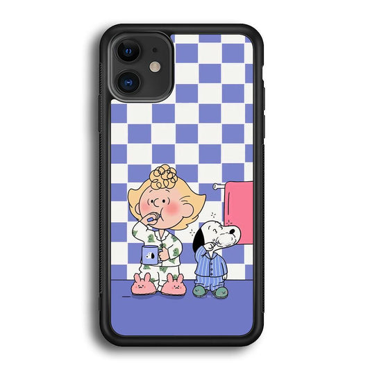 Snoopy Prepare for Sleep iPhone 11 Case-Rubber Black (2D Case)-Oxvistore