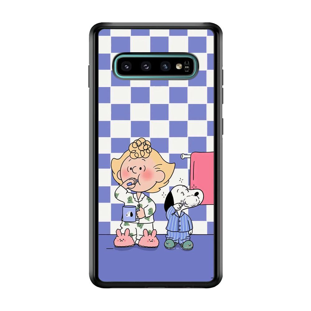 Snoopy Prepare for Sleep Samsung Galaxy S10 Case-Rubber Black (2D Case)-Oxvistore