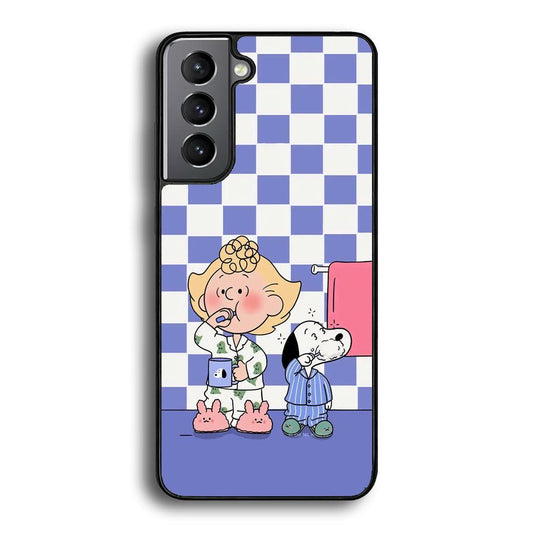 Snoopy Prepare for Sleep Samsung Galaxy S22 Plus Case-Rubber Black (2D Case)-Oxvistore
