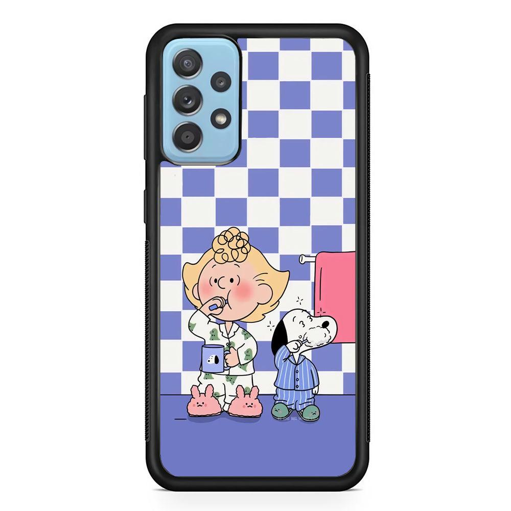 Snoopy Prepare for Sleep Samsung Galaxy A72 Case-Rubber Black (2D Case)-Oxvistore