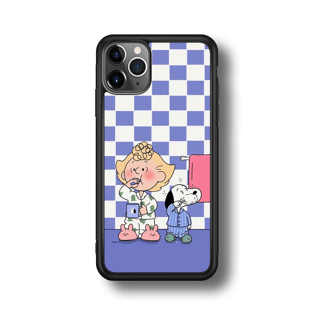 Snoopy Prepare for Sleep iPhone 11 Pro Case-Rubber Black (2D Case)-Oxvistore