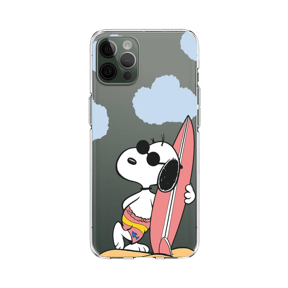 Snoopy Preparing to Hit the Waves Clear Soft Case-Oxvistore