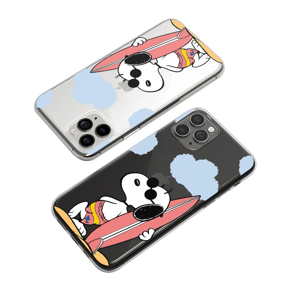 Snoopy Preparing to Hit the Waves Clear Soft Case-Oxvistore