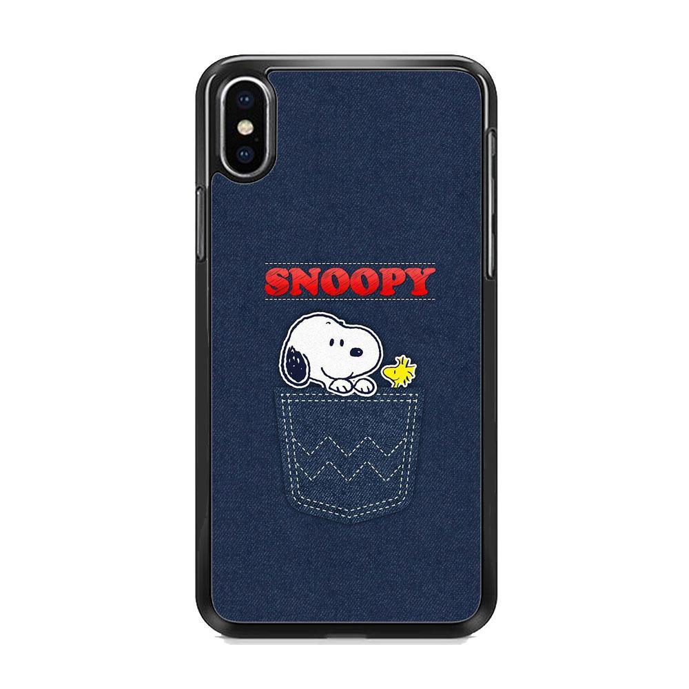 Snoopy And Woodstock In The Pocket Jeans iPhone X Case-Rubber Black (2D Case)-Oxvistore