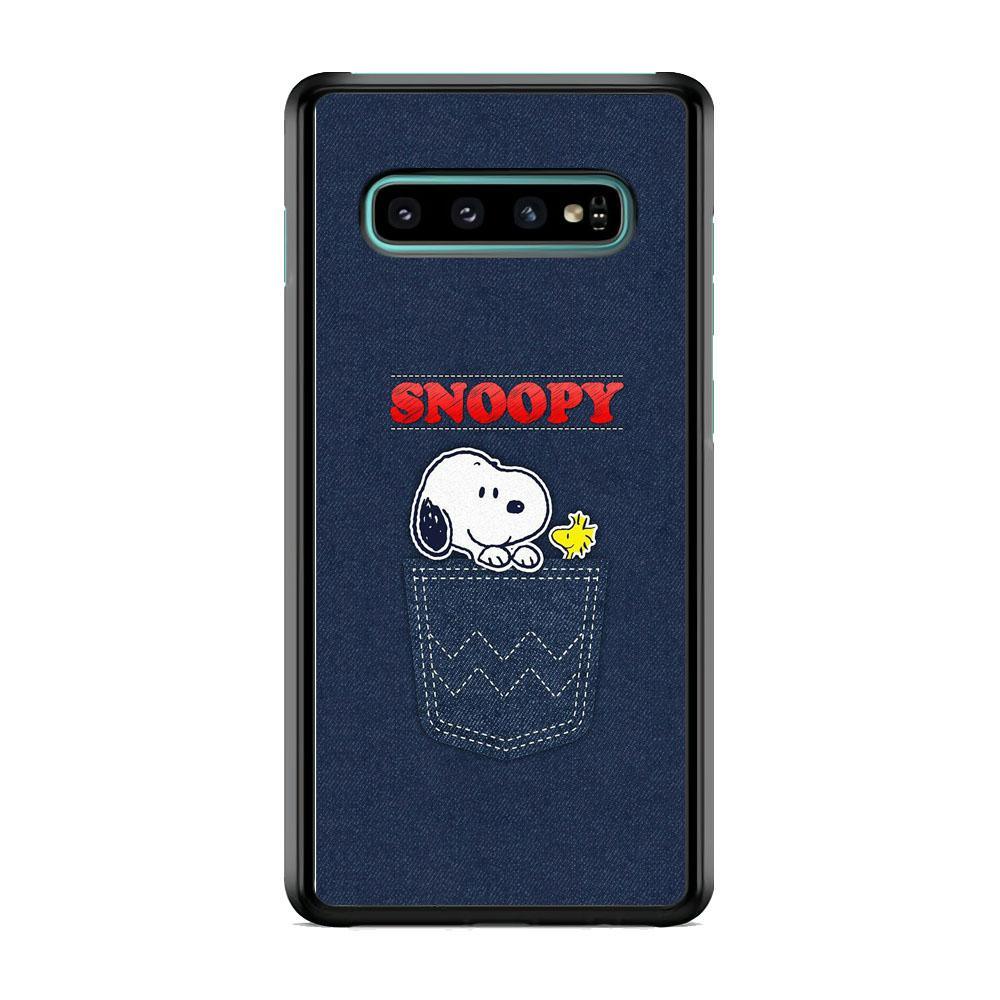 Snoopy And Woodstock In The Pocket Jeans Samsung Galaxy S10 Case-Rubber Black (2D Case)-Oxvistore