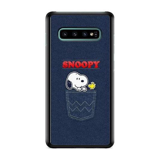 Snoopy And Woodstock In The Pocket Jeans Samsung Galaxy S10 Case-Rubber Black (2D Case)-Oxvistore