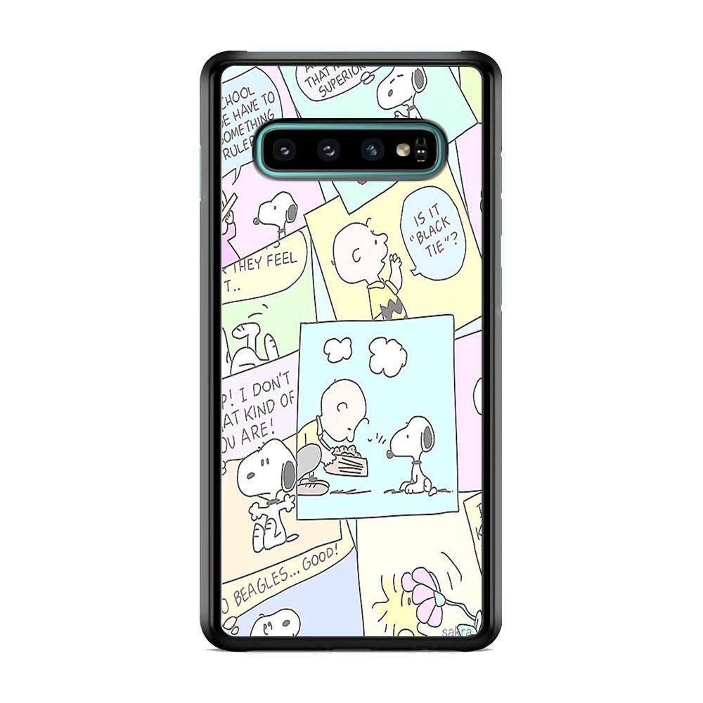 Snoopy Comic Samsung Galaxy S10 Plus Case-Rubber Black (2D Case)-Oxvistore