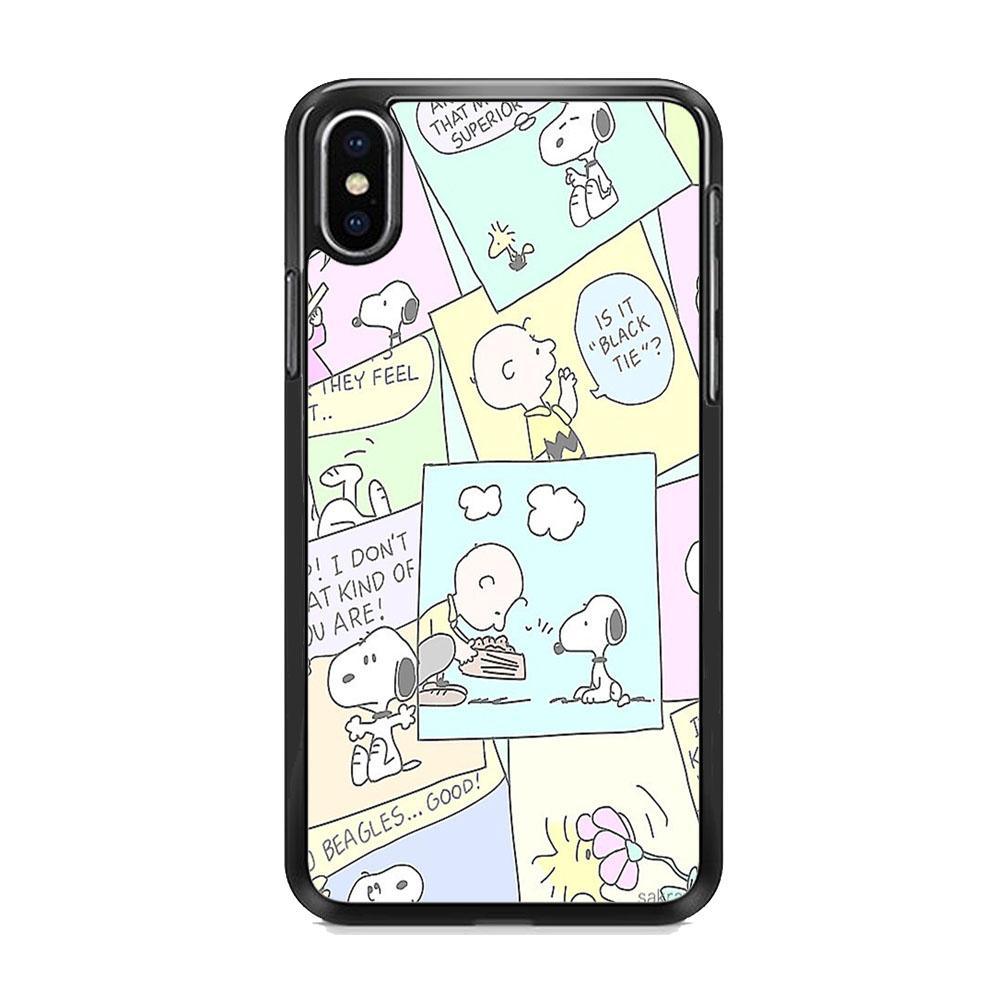 Snoopy Comic iPhone XS Case-Rubber Black (2D Case)-Oxvistore