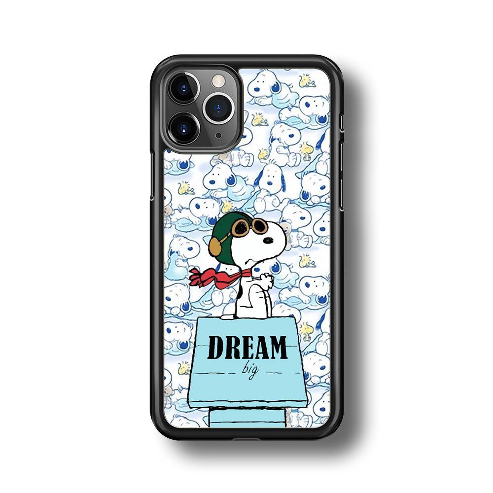 Snoopy Dream Big iPhone 11 Pro Max Case-Rubber White (2D Case)-Oxvistore