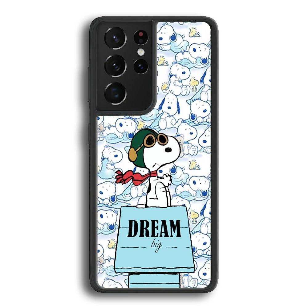 Snoopy Dream Big Samsung Galaxy S21 Ultra Case-Rubber Black (2D Case)-Oxvistore