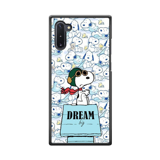 Snoopy Dream Big Samsung Galaxy Note 10 Case-Rubber Black (2D Case)-Oxvistore