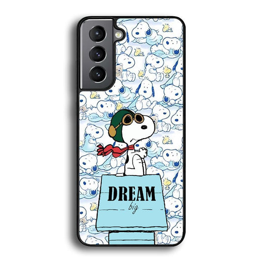 Snoopy Dream Big Samsung Galaxy S22 Plus Case-Rubber White (2D Case)-Oxvistore