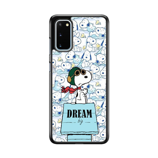 Snoopy Dream Big Samsung Galaxy S20 Case-Rubber White (2D Case)-Oxvistore