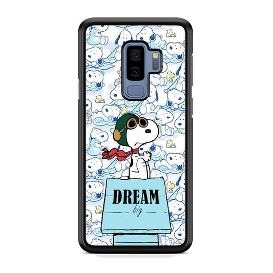 Snoopy Dream Big Samsung Galaxy S9 Plus Case-Rubber Black (2D Case)-Oxvistore