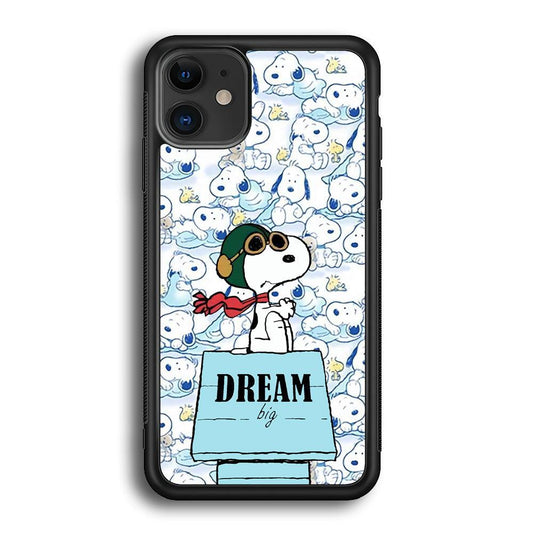 Snoopy Dream Big iPhone 11 Case-Rubber Black (2D Case)-Oxvistore