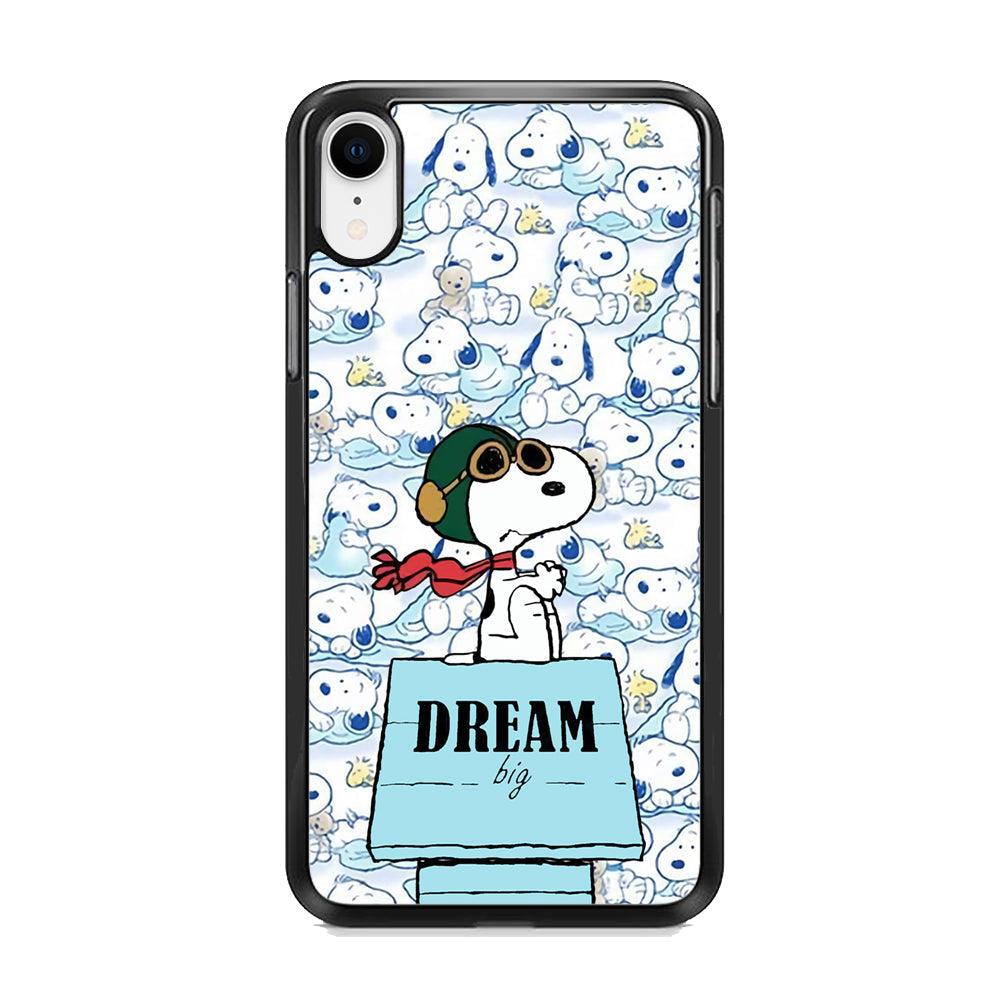 Snoopy Dream Big iPhone XR Case-Rubber White (2D Case)-Oxvistore