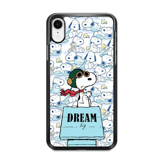 Snoopy Dream Big iPhone XR Case-Rubber White (2D Case)-Oxvistore