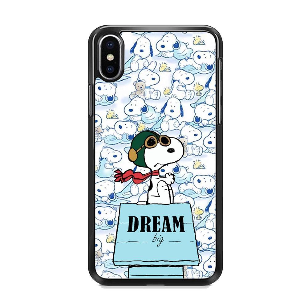 Snoopy Dream Big iPhone X Case-Rubber Black (2D Case)-Oxvistore