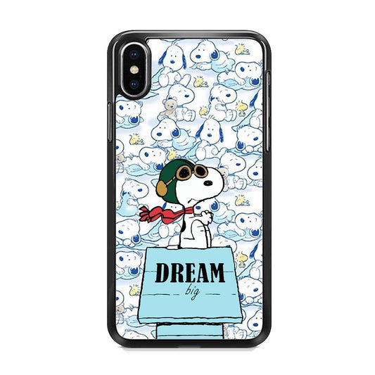 Snoopy Dream Big iPhone X Case-Rubber Black (2D Case)-Oxvistore