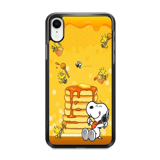 Snoopy Like Eat Pancake Hooney iPhone XR Case-Rubber Black (2D Case)-Oxvistore
