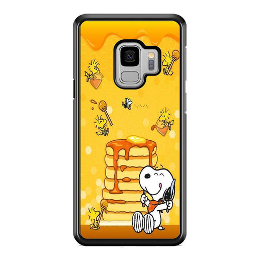 Snoopy Like Eat Pancake Hooney Samsung Galaxy S9 Case-Rubber Black (2D Case)-Oxvistore
