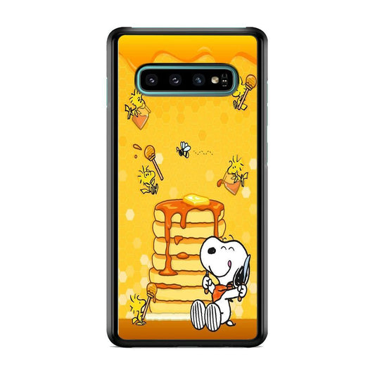 Snoopy Like Eat Pancake Hooney Samsung Galaxy S10 Plus Case-Rubber Black (2D Case)-Oxvistore