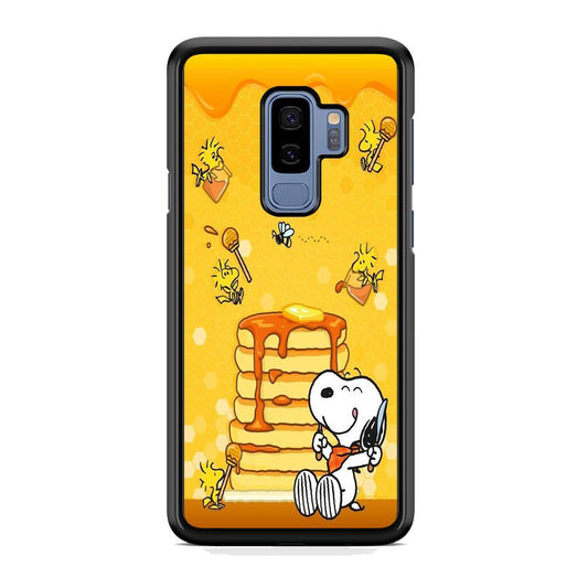 Snoopy Like Eat Pancake Hooney Samsung Galaxy S9 Plus Case-Rubber Black (2D Case)-Oxvistore