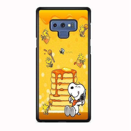 Snoopy Like Eat Pancake Hooney Samsung Galaxy Note 9 Case-Rubber Black (2D Case)-Oxvistore