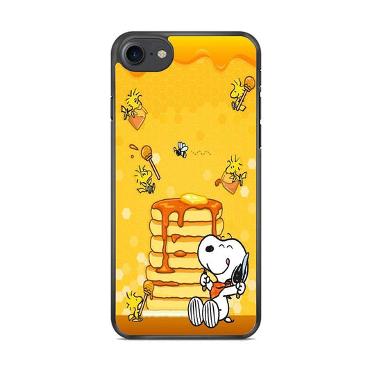 Snoopy Like Eat Pancake Hooney iPhone 8 Case-Rubber Black (2D Case)-Oxvistore