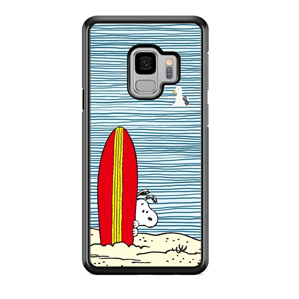 Snoopy Sand Beach Samsung Galaxy S9 Case-Rubber Black (2D Case)-Oxvistore