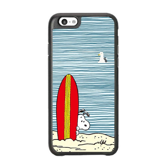 Snoopy Sand Beach iPhone 6 Plus | 6s Plus Case-Rubber White (2D Case)-Oxvistore