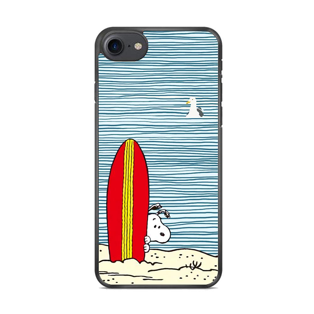 Snoopy Sand Beach iPhone 7 Case-Rubber Black (2D Case)-Oxvistore